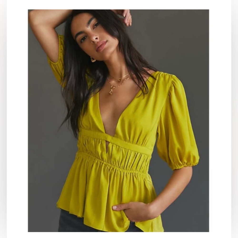 Dolan Left Coast Cut-Out V-Neck Top, Lime Green